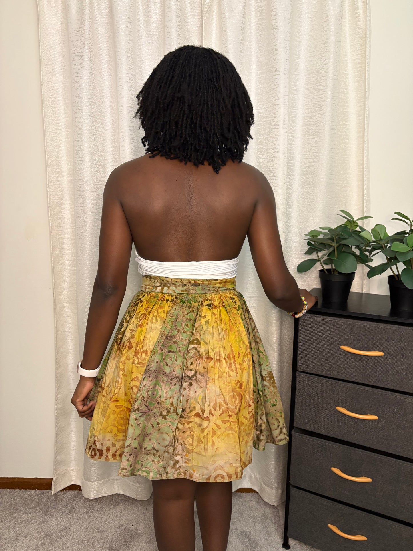 Nyamedua Batik Wrap Skirt (Yellow)
