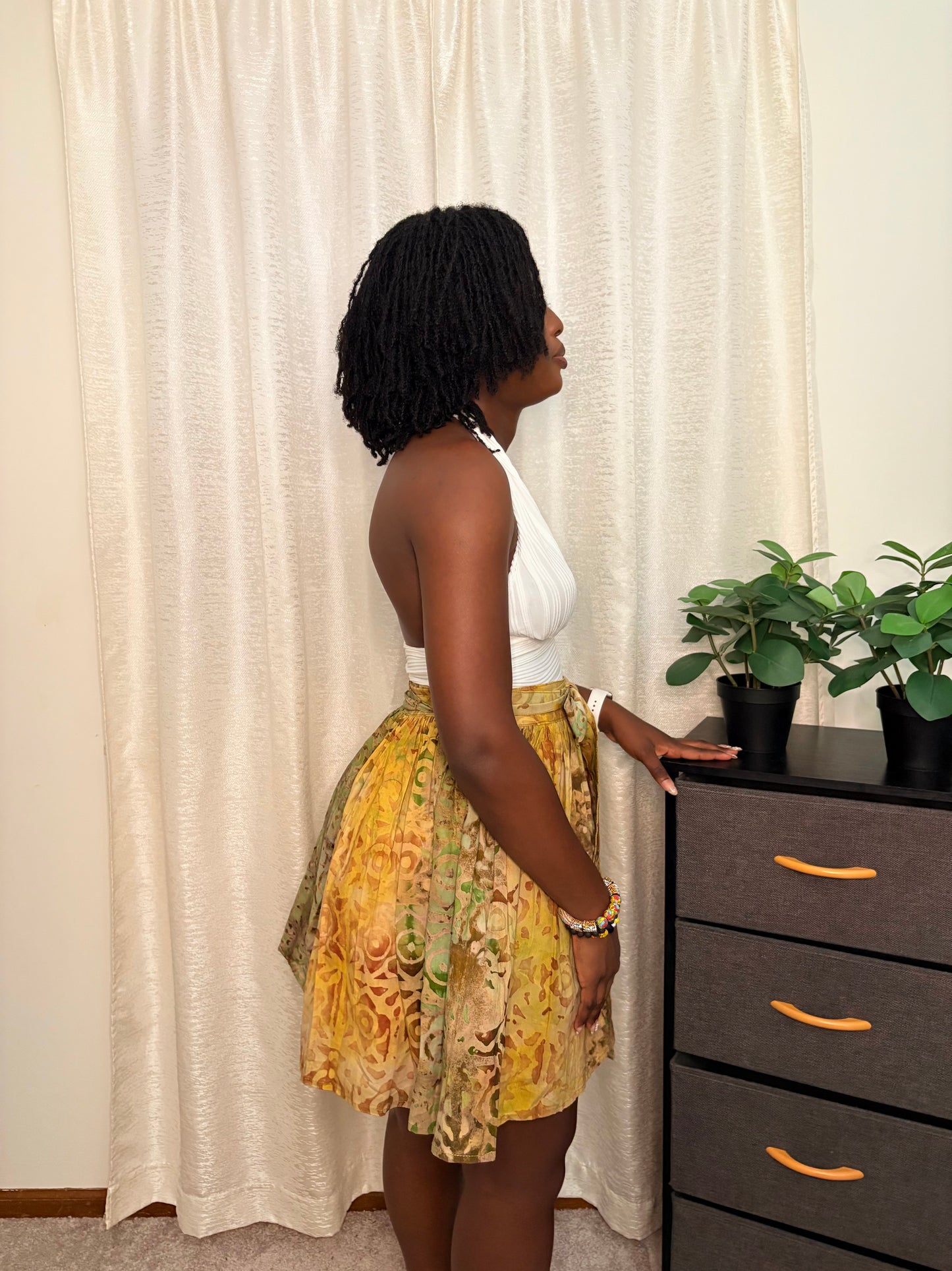 Nyamedua Batik Wrap Skirt (Yellow)