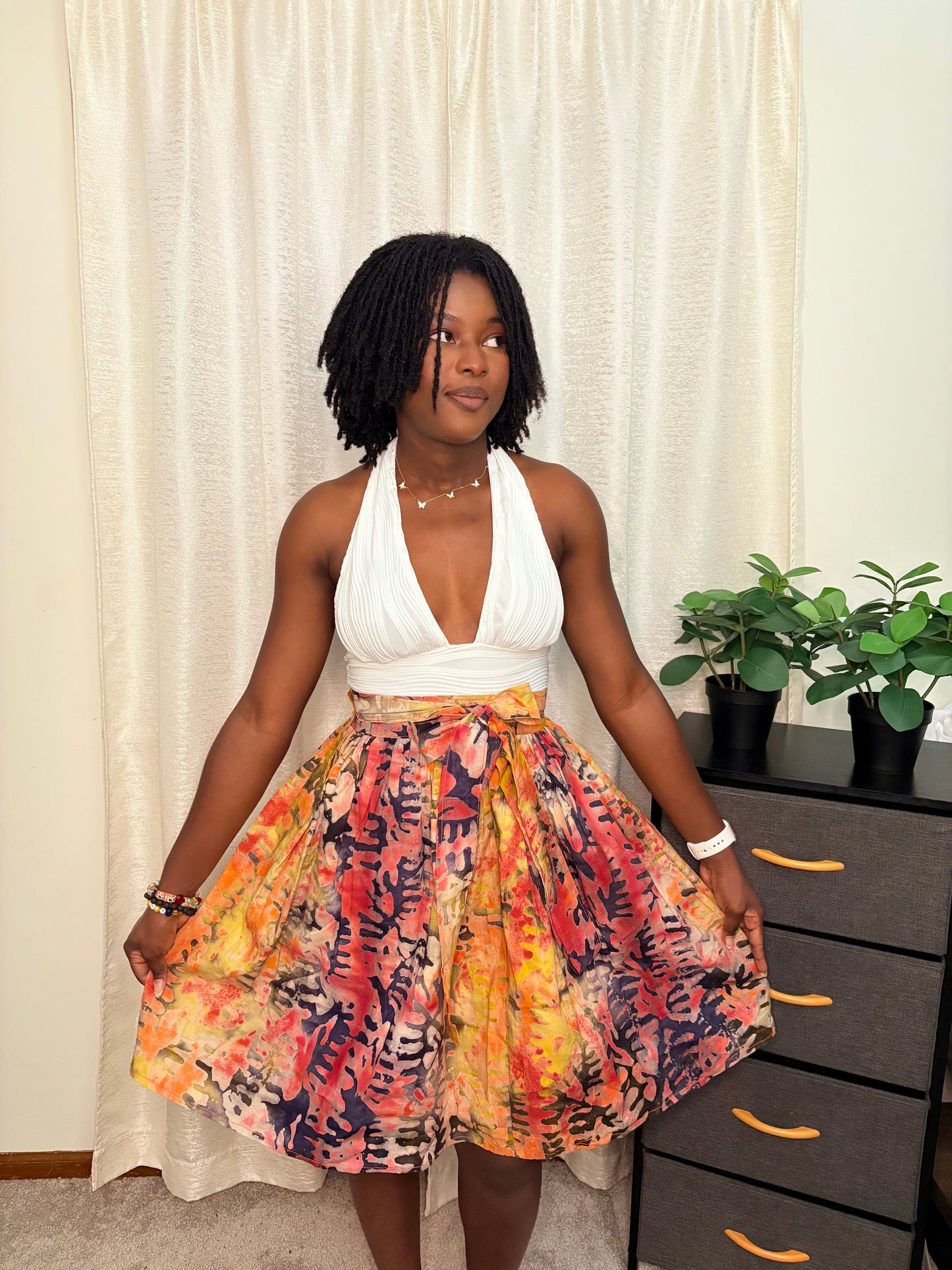 Nyamedua Batik Wrap Skirt (Red)
