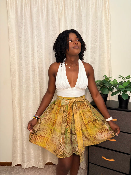 Nyamedua Batik Wrap Skirt (Yellow)