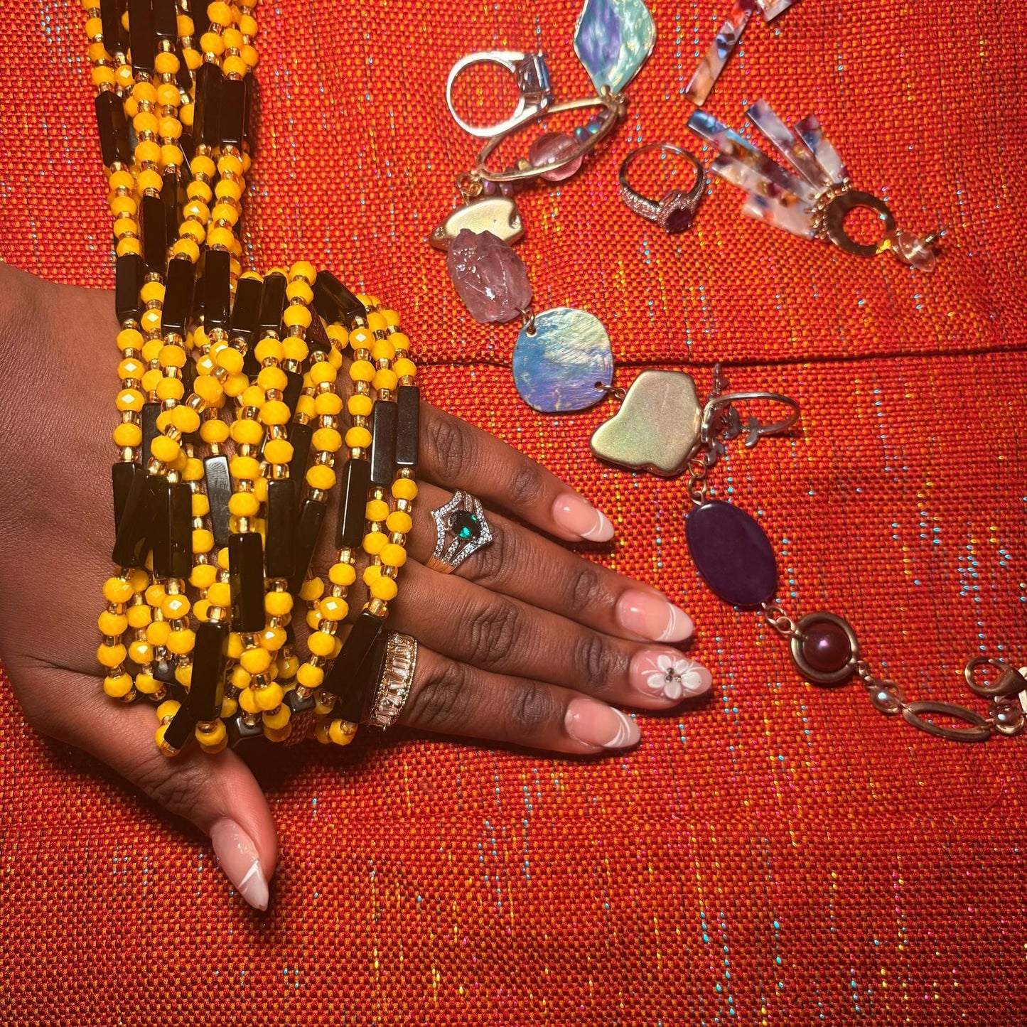 Waist Beads - African Luxe (Black/Yellow)
